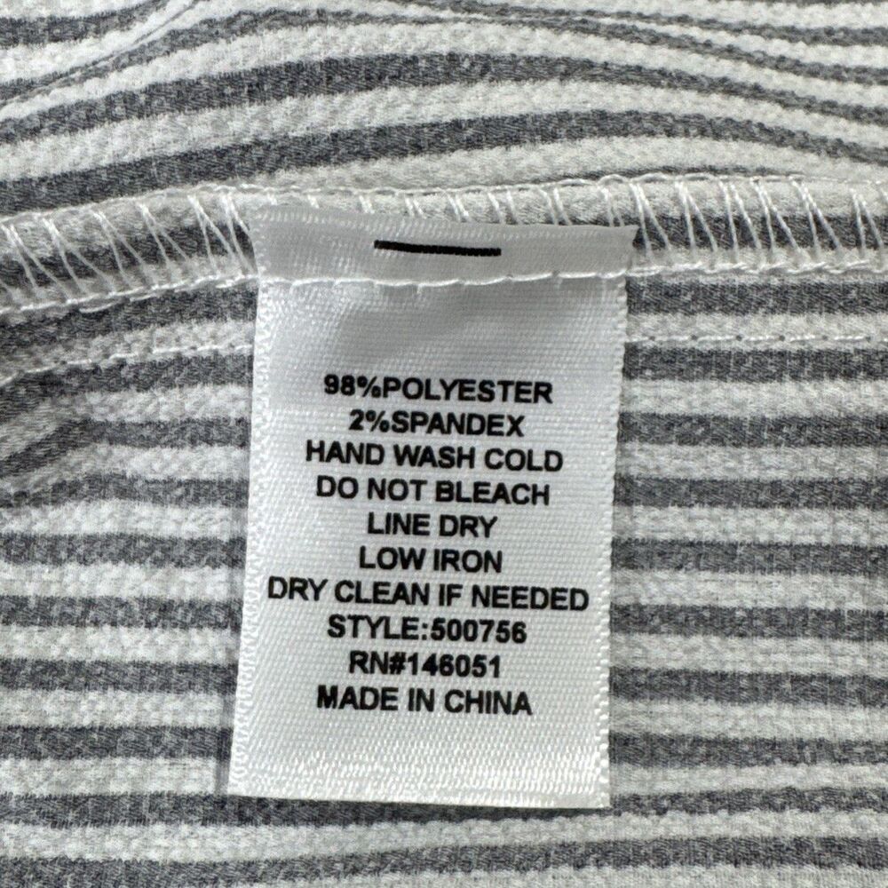 Monteau Dress M Blue White Pinstripe Belt V-Neck Knee Length Lightweight Tiered - Picture 6 of 10